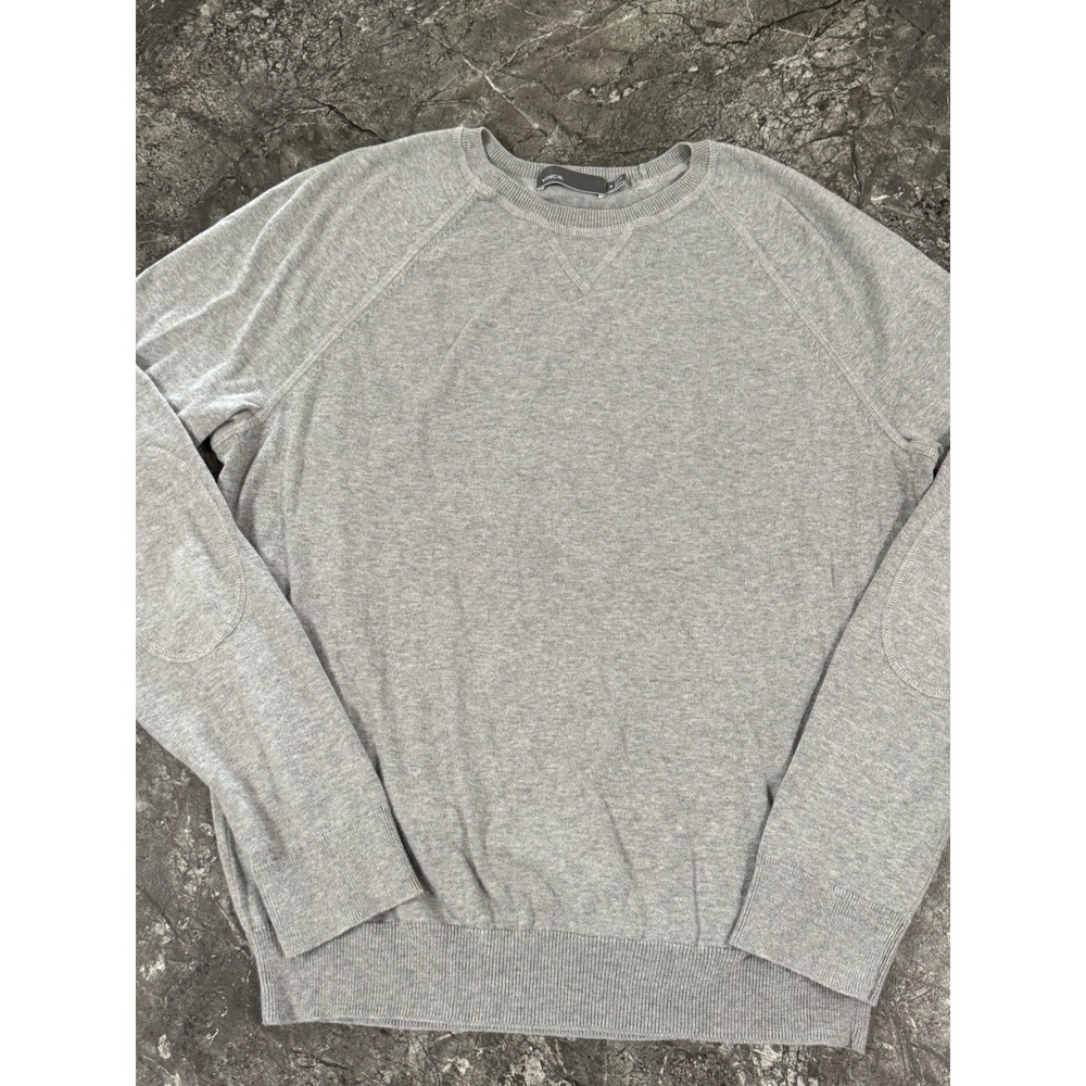 Vince Mens 100% Cotton Crewneck Lightweight Sweater Italian Yarn Elbow Patches M